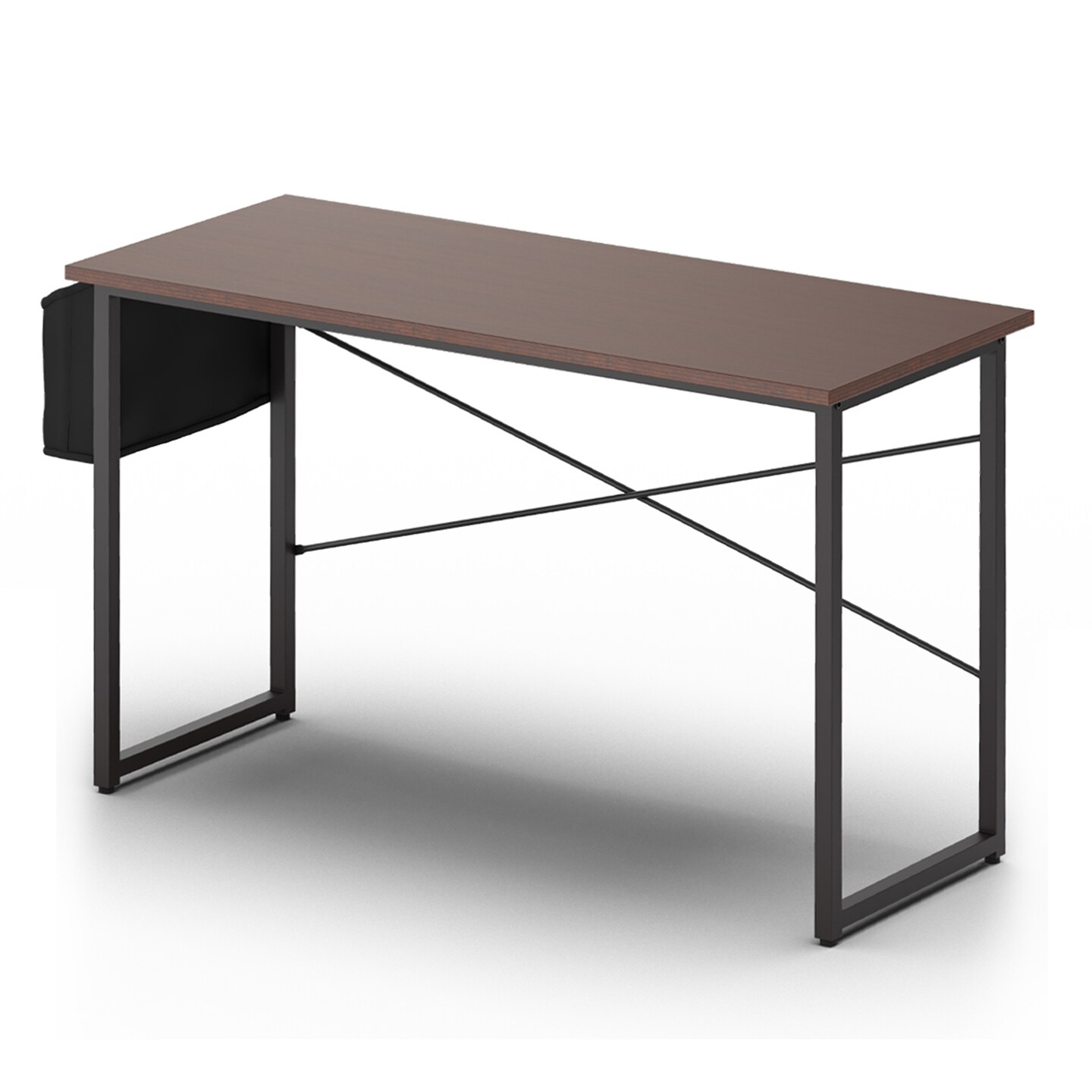Costway Modern Computer Desk 47&#x27;&#x27; Study Writing Table w/ Storage Bag Coffee Black/Brown/Coffee