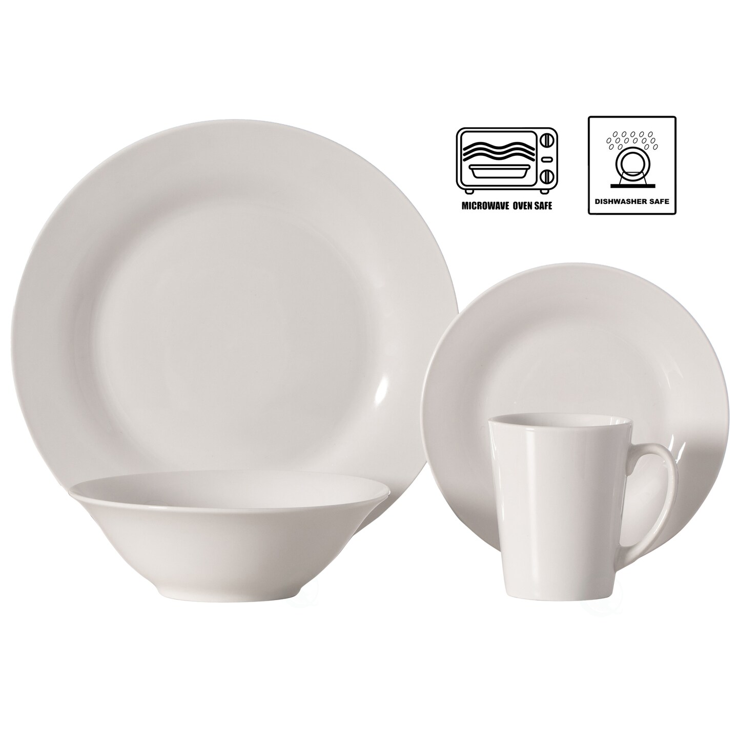 Spin Wash Dinnerware Dish Set | Mugs, Salad and Dinner Plates and Bowls Sets, High Quality Dishes with Highly Chip and Crack Resistant, Dishwasher and Microwave Safe