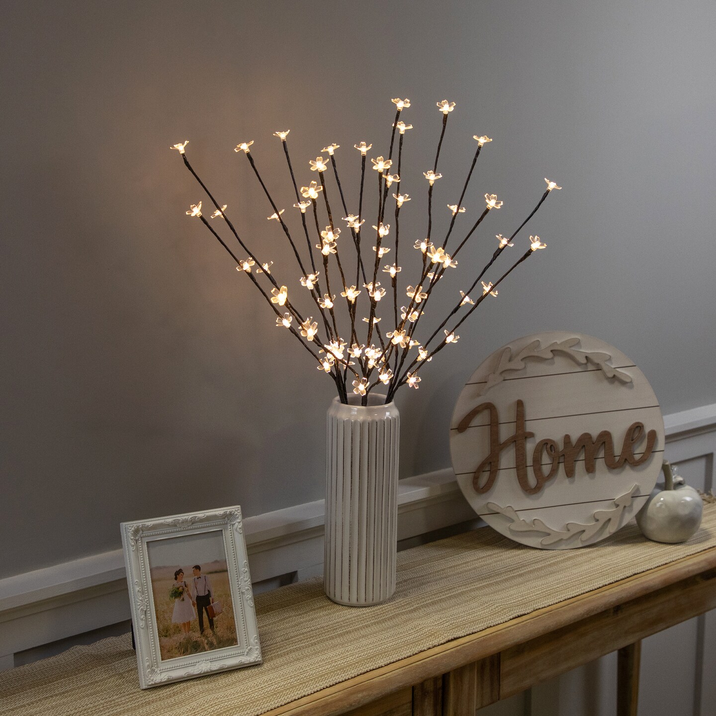 Northlight Set of 3 Pre-Lit Cherry Blossom Artificial Tree Branches, 72 Warm White LED Lights