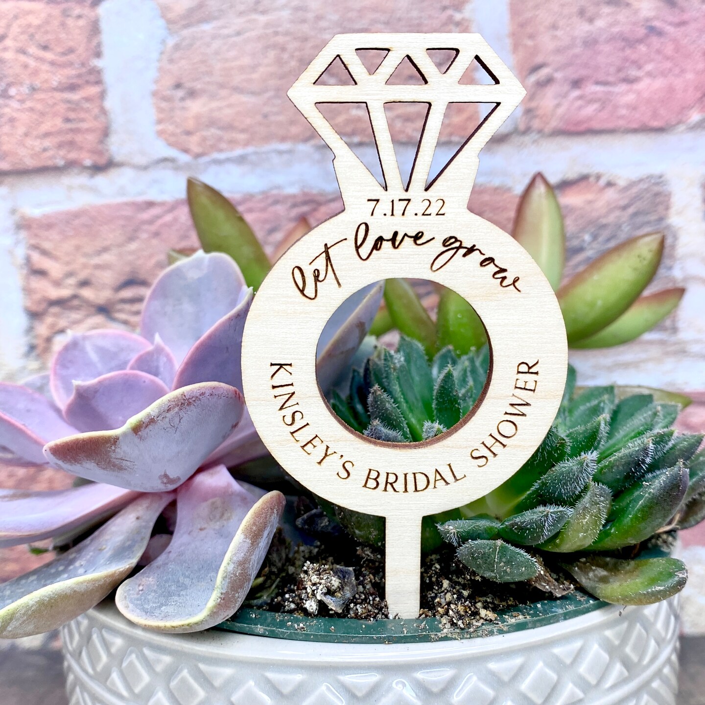 Bridal Shower Plant Tags, Bridal Shower Succulents, Plant Stakes, Bridal  Shower Favors, Bridal Shower Decor, Let Love Grow Succulent, Wood | ..., image size:1080x1080