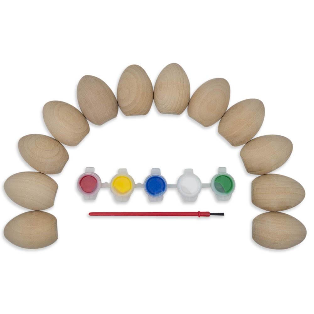 Set of 12 Unfinished Unpainted Wooden Egg Halves 2 Inches