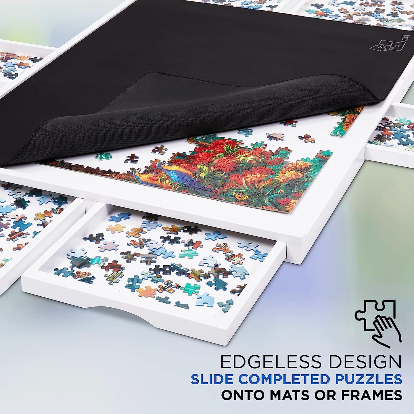 Jumbl 1000 Piece Puzzle Board 23” x 31” Wooden Jigsaw Puzzle Table & Trays