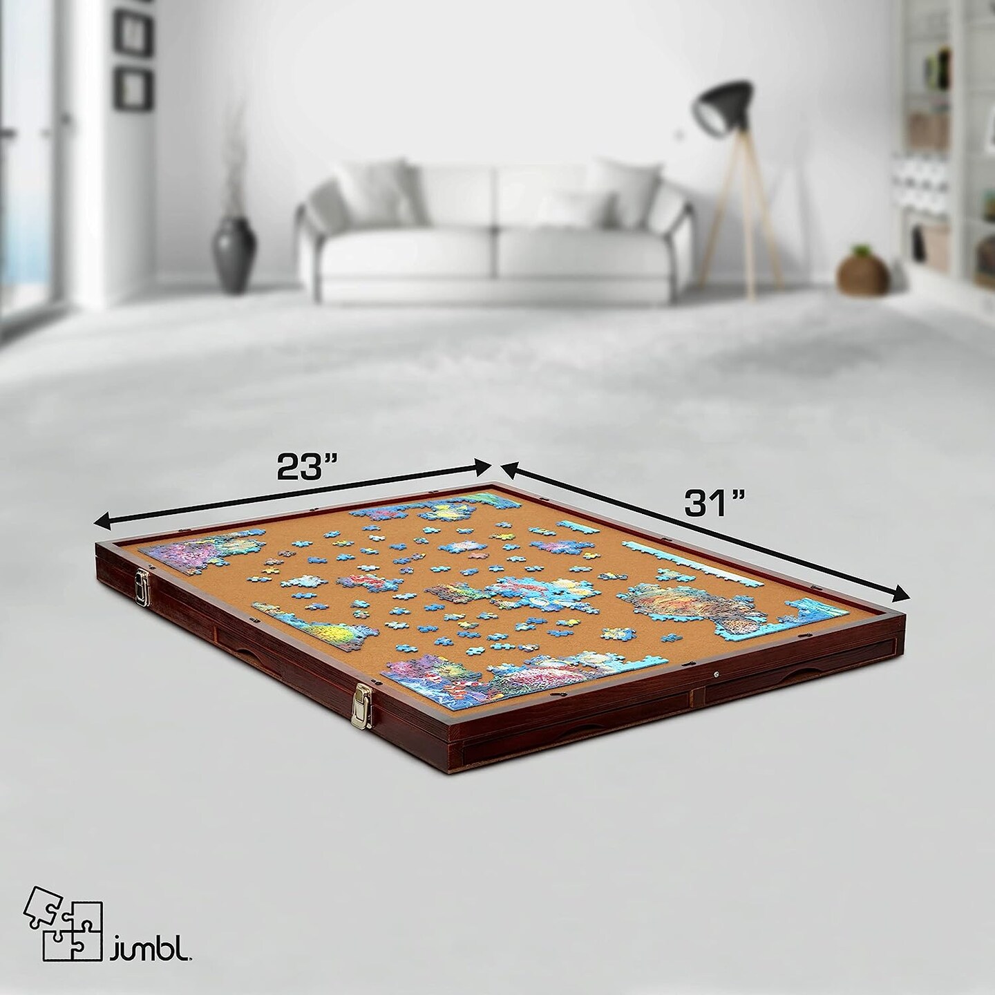 Jumbl 1000 Piece Puzzle Board 23&#x201D; x 31&#x201D; with Drawers and Removable Cover