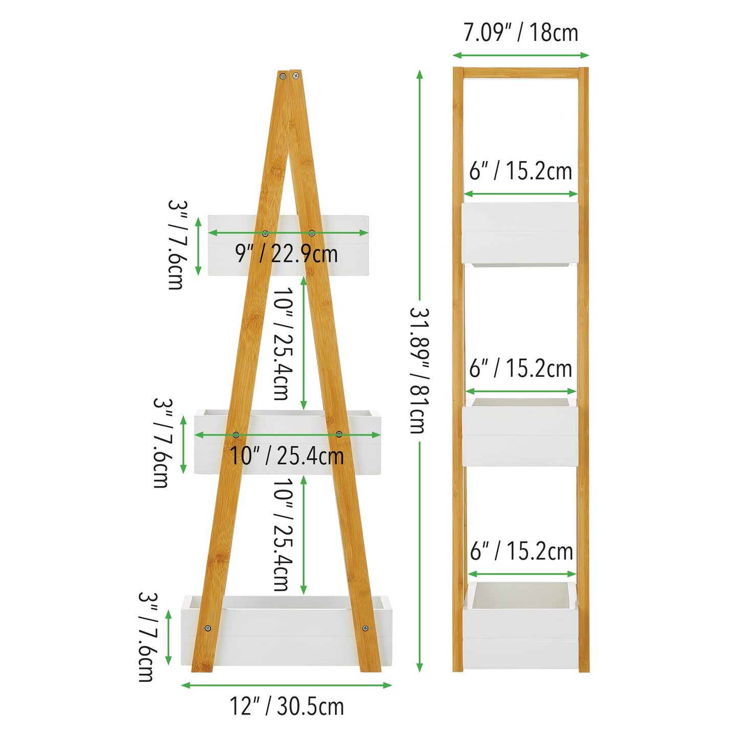 mDesign Leaning A-Frame Wood Bamboo 3-Tier Triangle Shelf for Bathroom