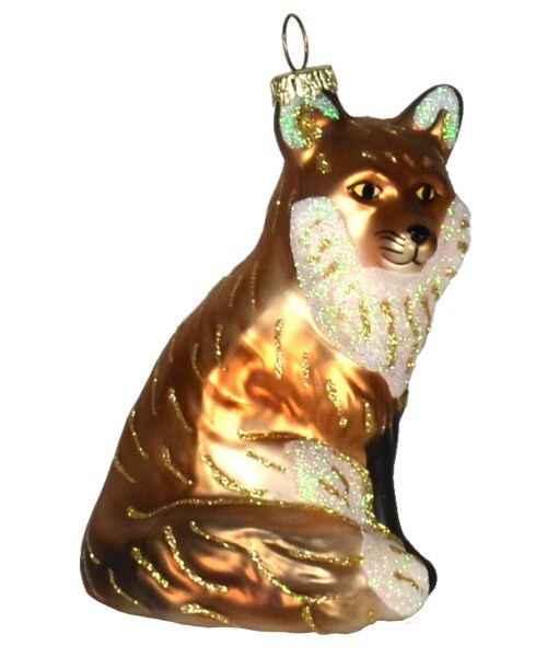 GC Home &#x26; Garden 4&#x22; Red Fox Hand Blown Glass Hanging Figurine Ornament