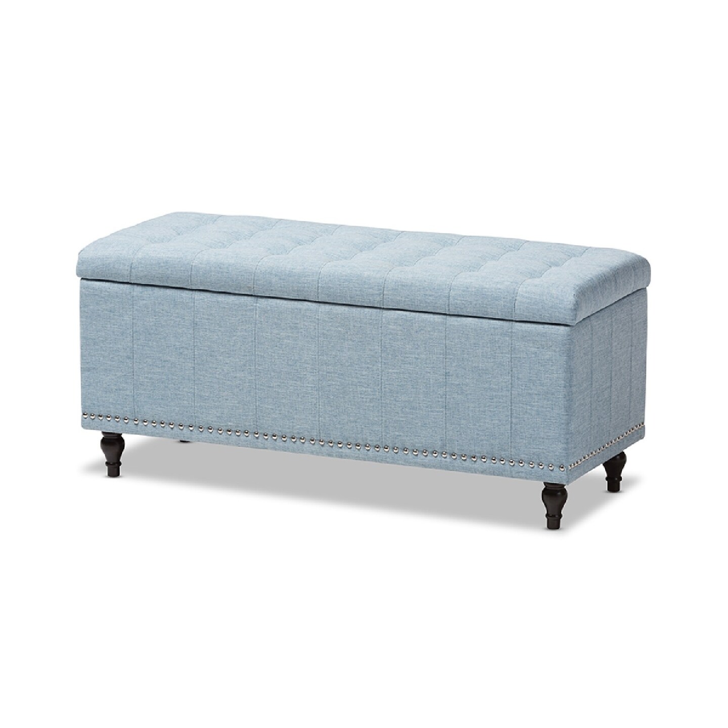 Wholesale Interiors Baxton Studio Kaylee Modern Classic Light Blue Fabric Upholstered Button-Tufting Storage Ottoman Bench