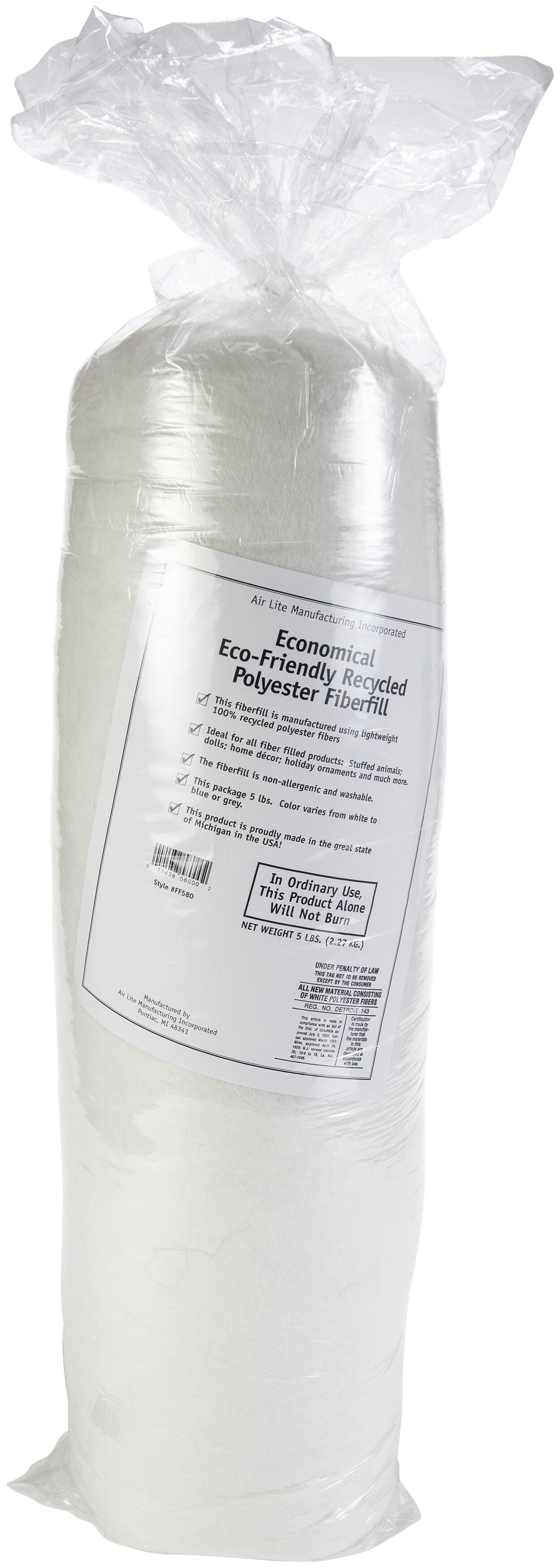 Air Lite Eco-Friendly Recycled Polyester Fiberfill-5lbs