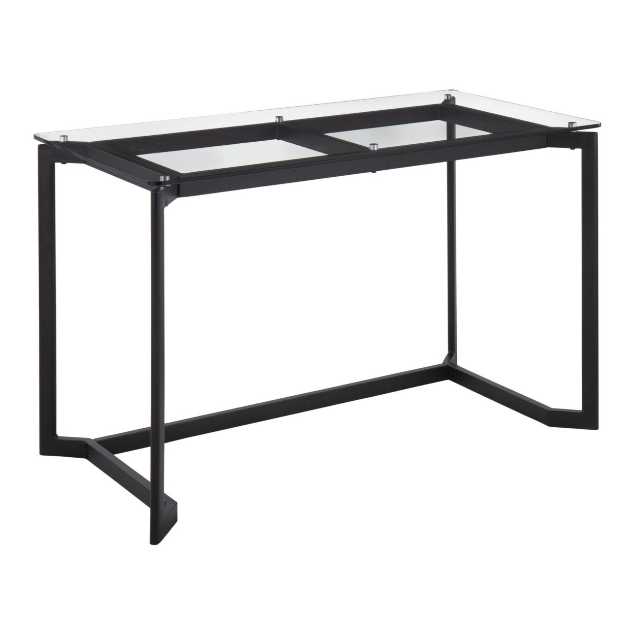 Lumisource Masters Modern Office Desk In Black Steel With Clear Glass Top