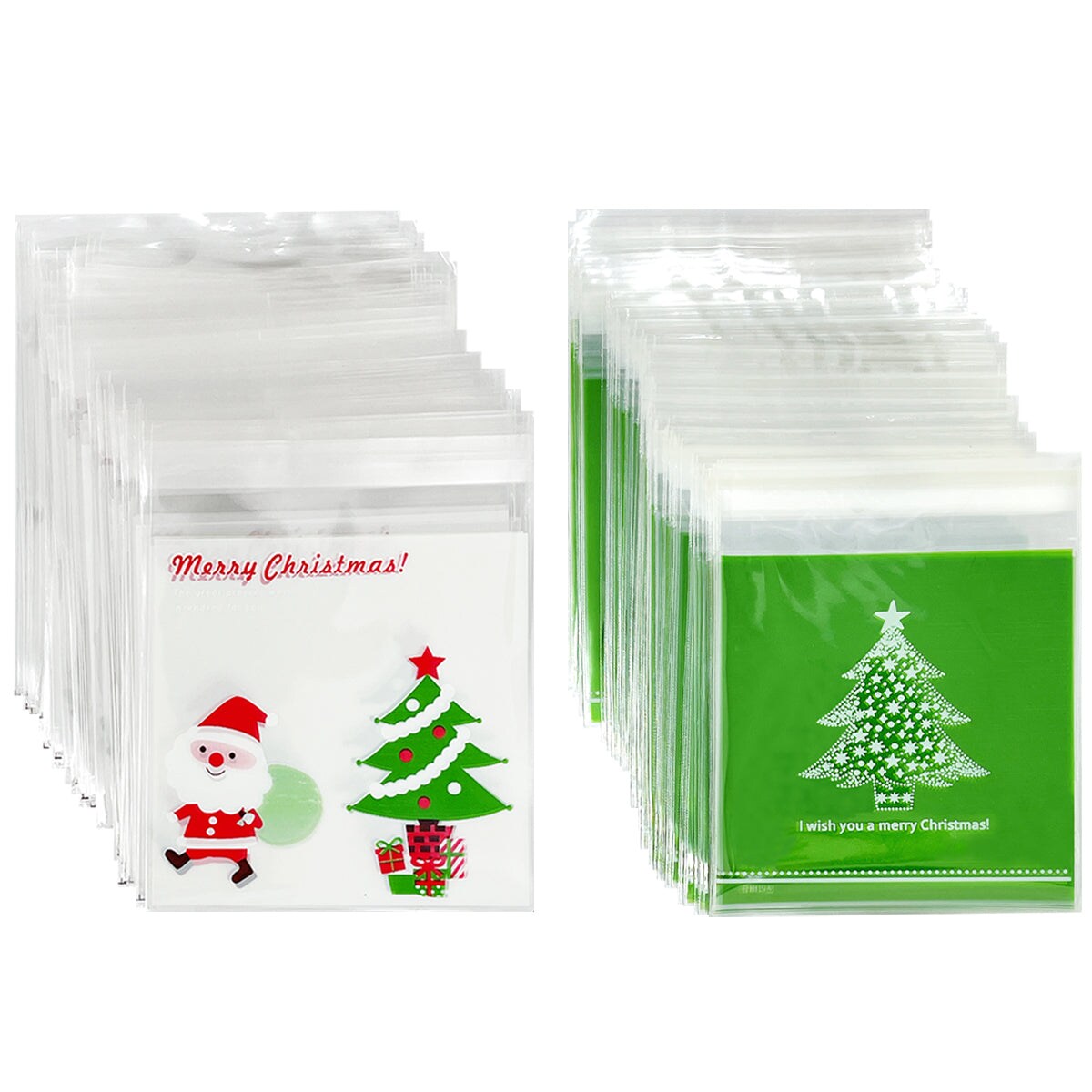 Wrapables Transparent Self-Adhesive 4" x 4" Candy and Cookie Bags, Favor Treat Bags for Christmas Parties and Holidays (200pcs)