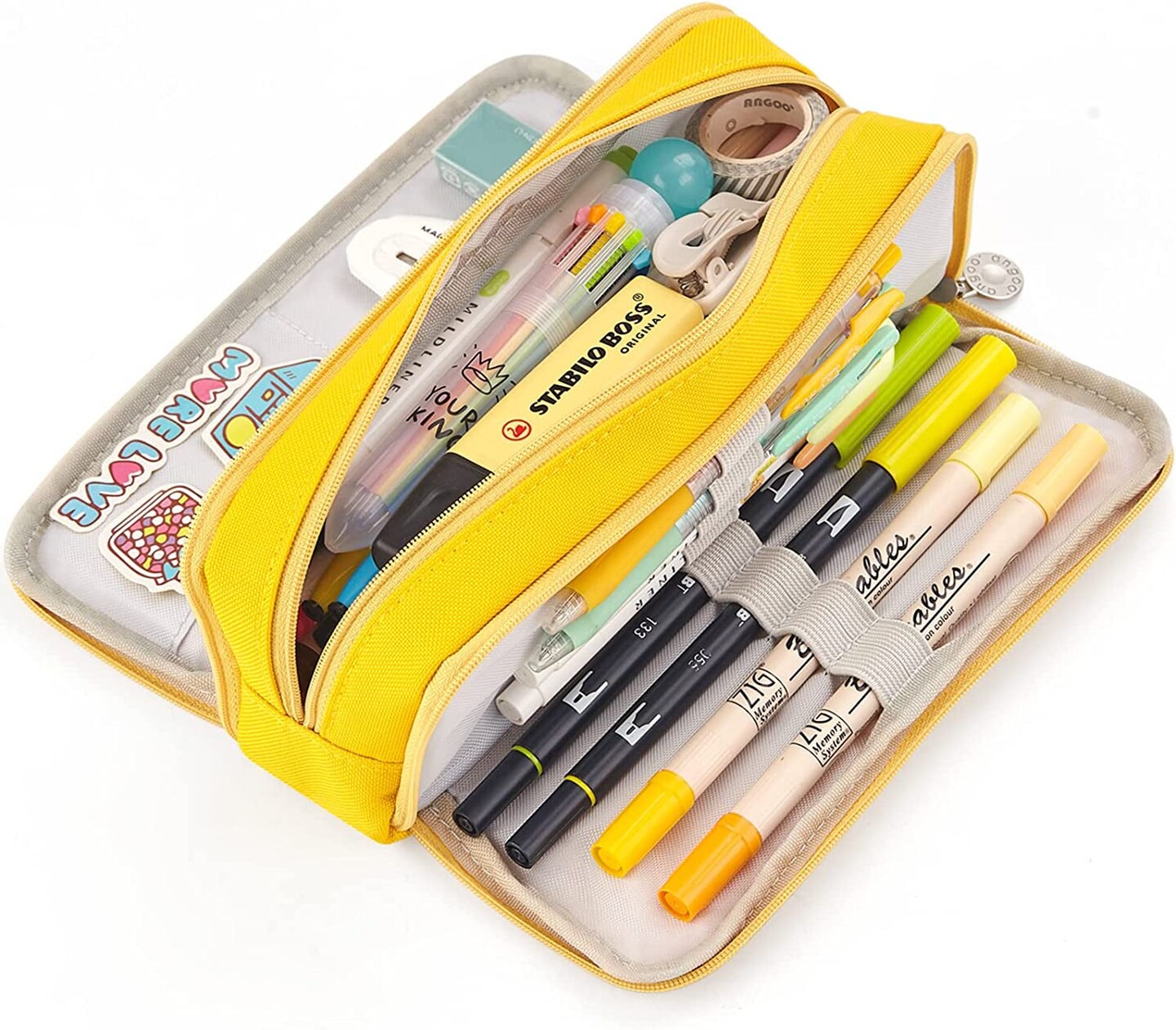 CICIMELON Large Capacity Pencil Case 3 Compartment Pouch Pen Bag for School  Teen Girl Boy Men Women (Pink)