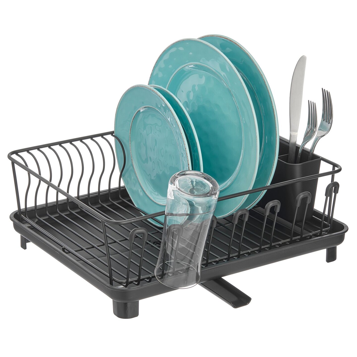 mDesign Large Kitchen Sink Dish Drying Rack w/ Swivel Spout