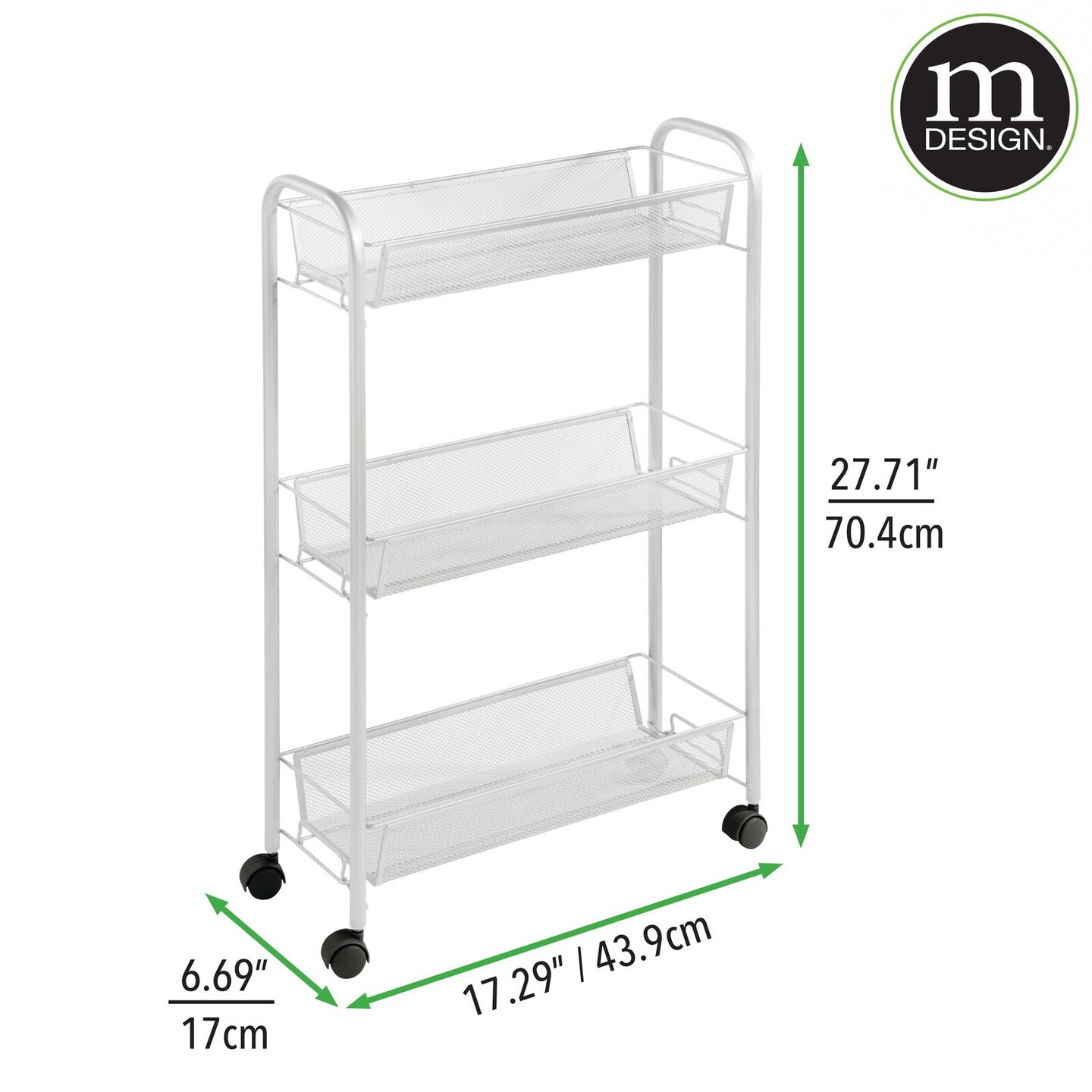 mDesign Portable Metal Rolling Laundry Utility Cart