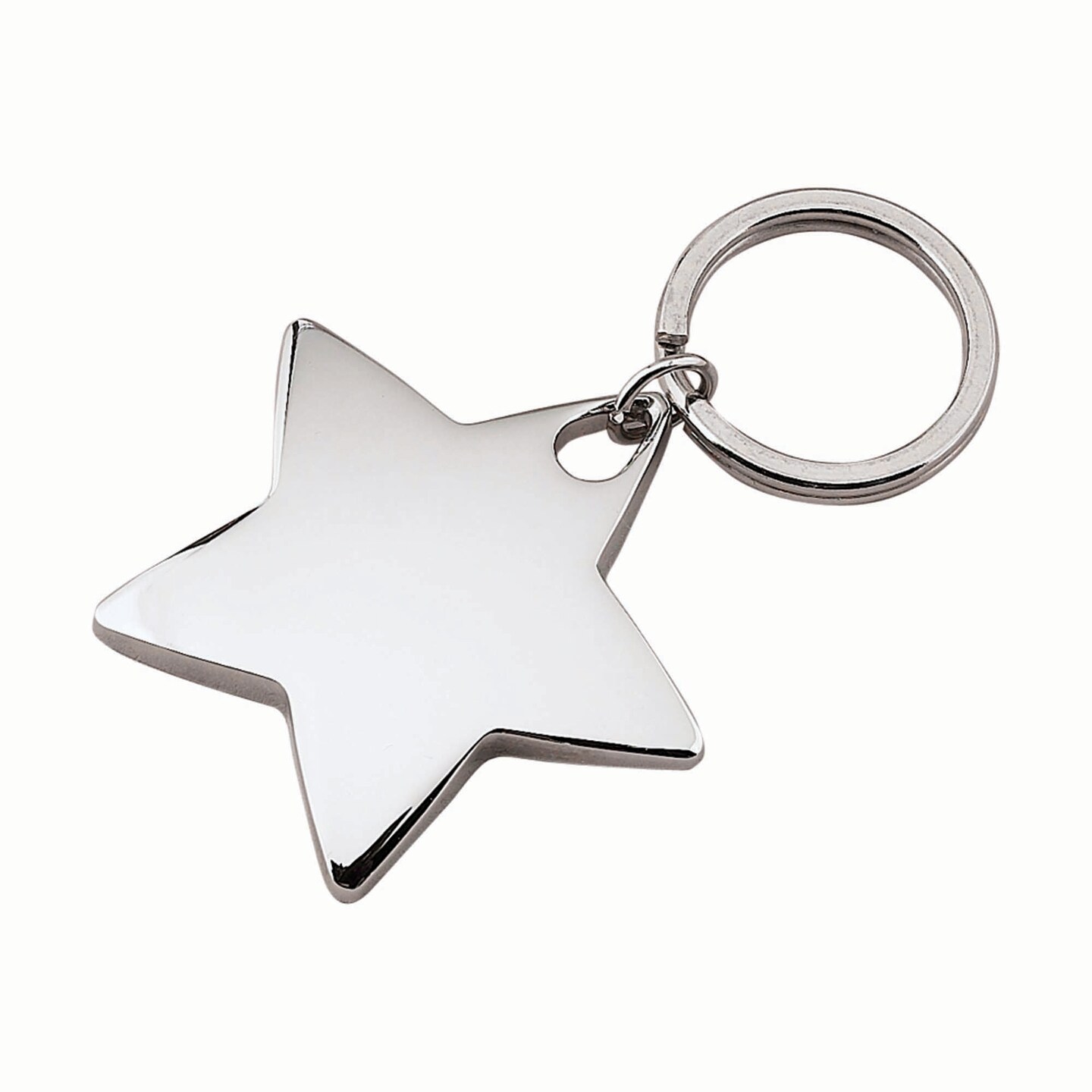 Contemporary Home Living 2" Star-Shaped Nickel-Plated Key Chain With Ring