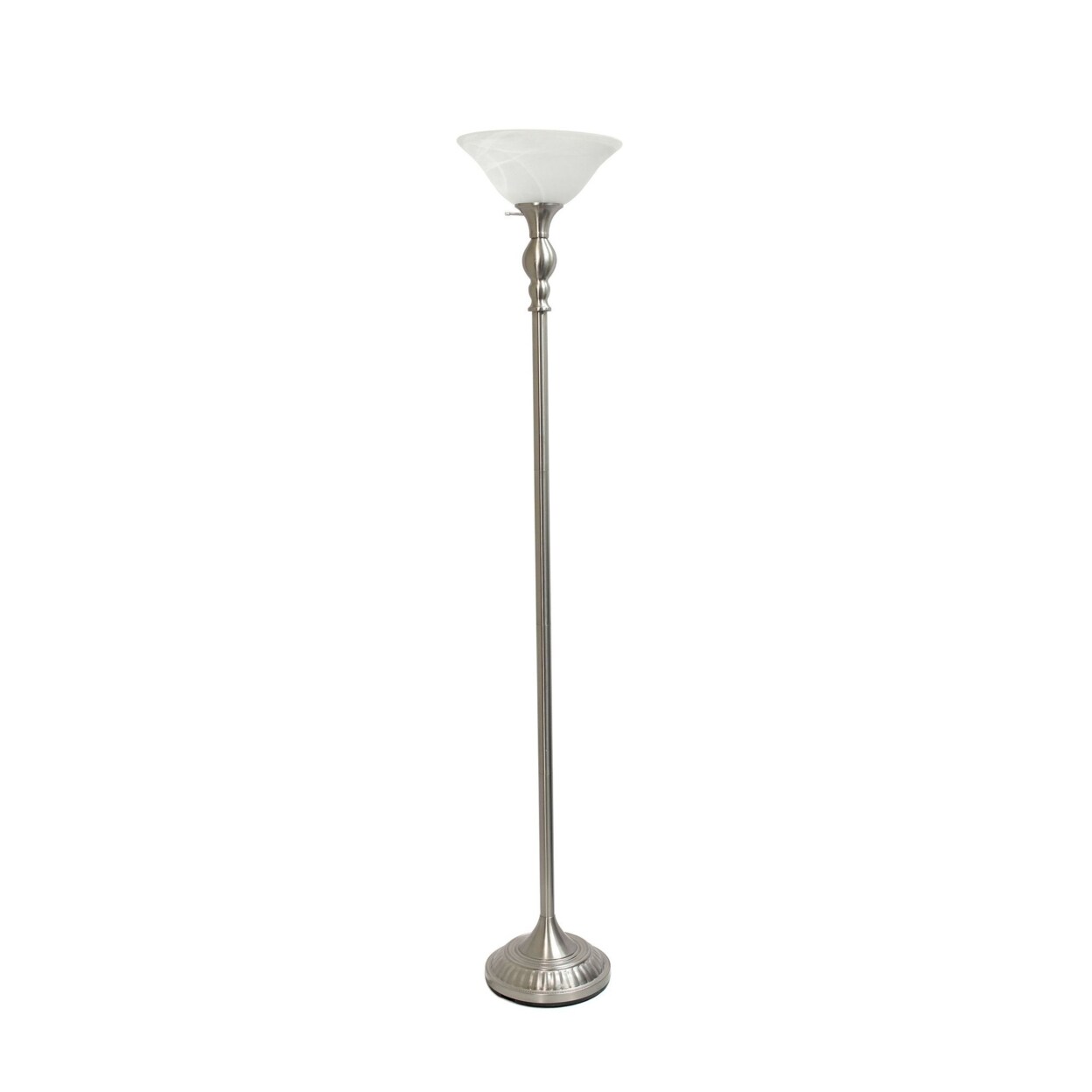 Lalia Home   Classic 1 Light Torchiere Floor Lamp with Marbleized Glass Shade, Brushed Nickel