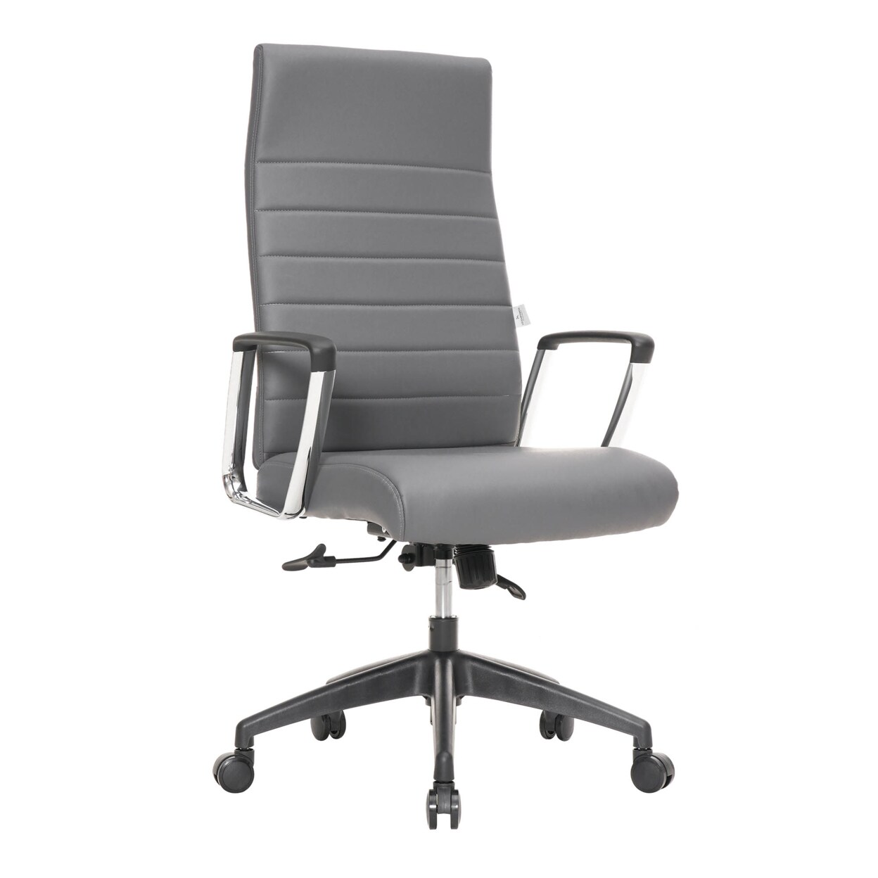 Leisuremod Hilton Modern High-Back Leather Office Chair - Grey