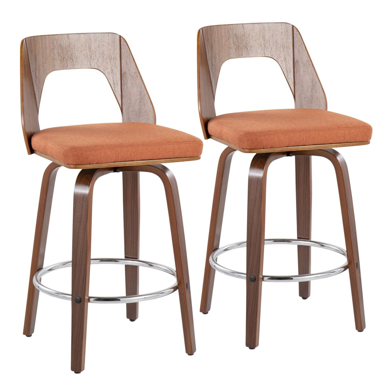 Lumisource Trilogy MidCentury Modern Counter Stool In Walnut And