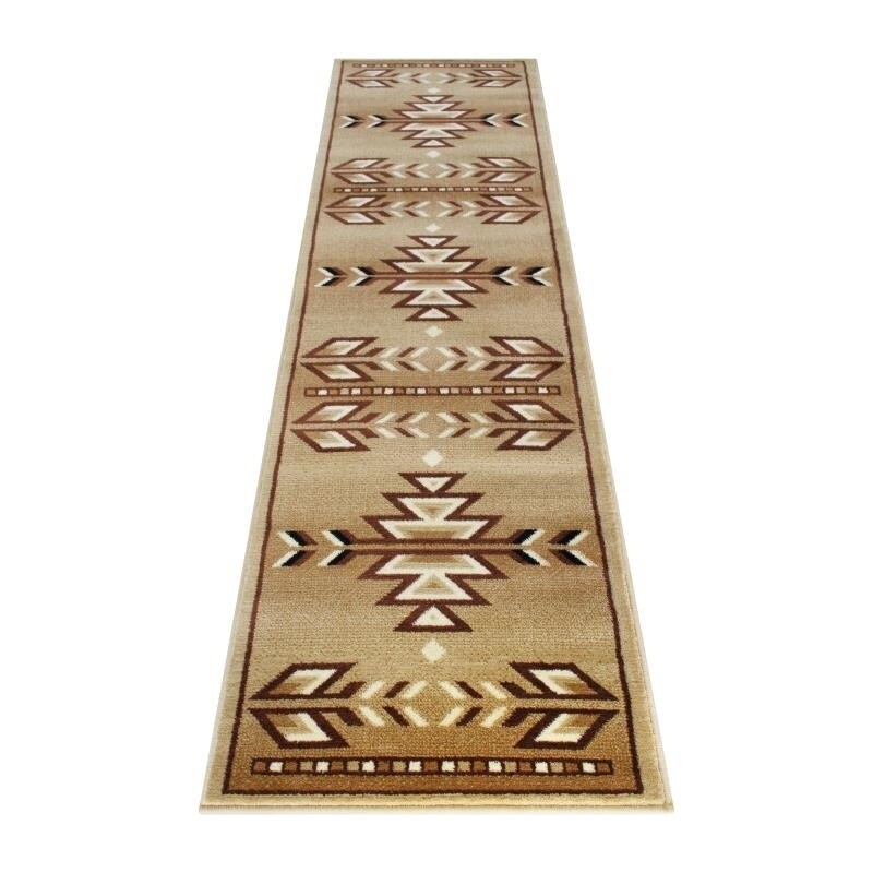 Flash Furniture Lodi Collection Southwestern 2&#x27; x 7&#x27; Brown Area Rug - Olefin Rug with Jute Backing for Hallway, Entryway, Bedroom, Living Room