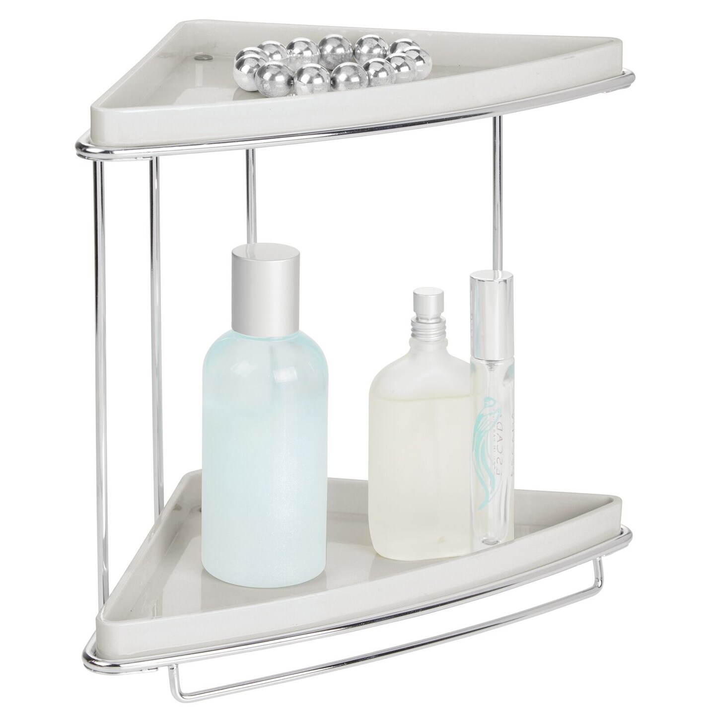 mDesign Steel/Plastic 2-Tier Bathroom Organizer Corner Shelf