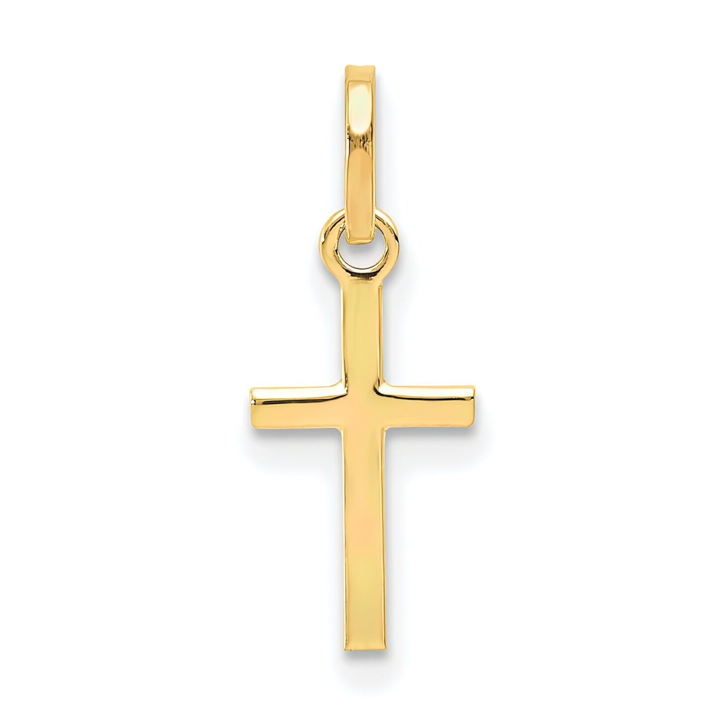 14K Yellow Gold Cross Charm Pendant Religious Jewelry 19 X 8mm