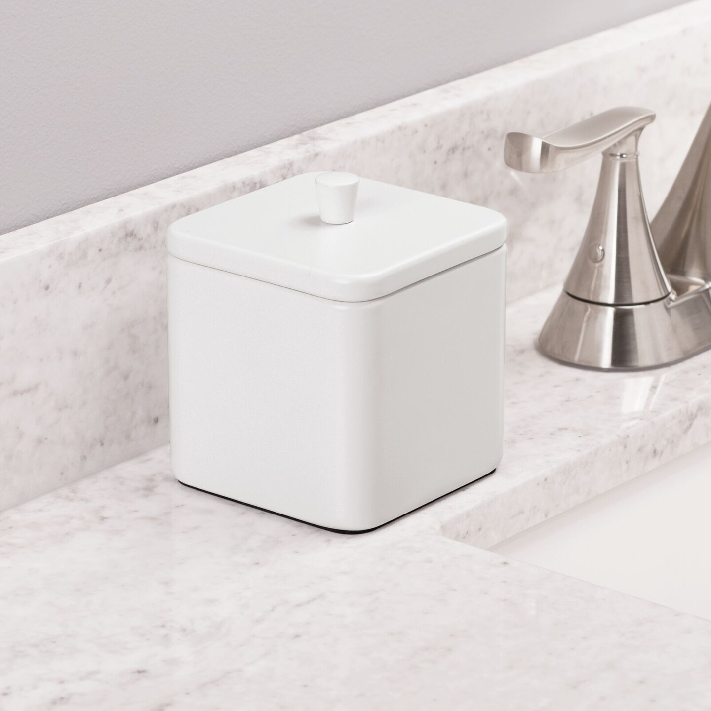 mDesign Square Metal Bathroom Vanity Canister Apothecary Jar 2 Pack