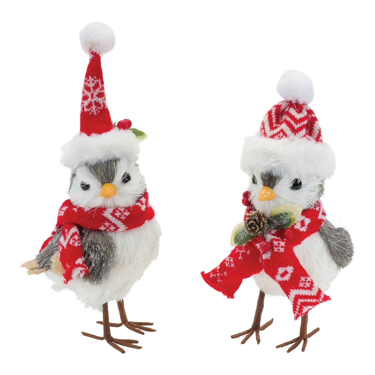 Melrose Set of 6 Winter Bird with Hat and Scarf Christmas Tabletop Figurines 10.5"
