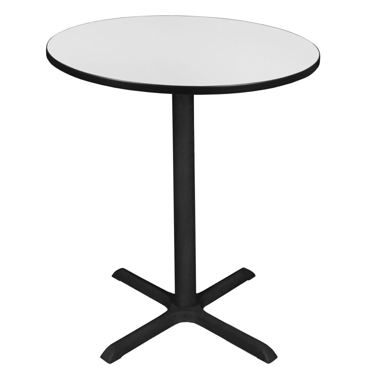 Regency Cain 36" Round Cafe Table with Steel X Base and Hidden Adjustable Glides - White