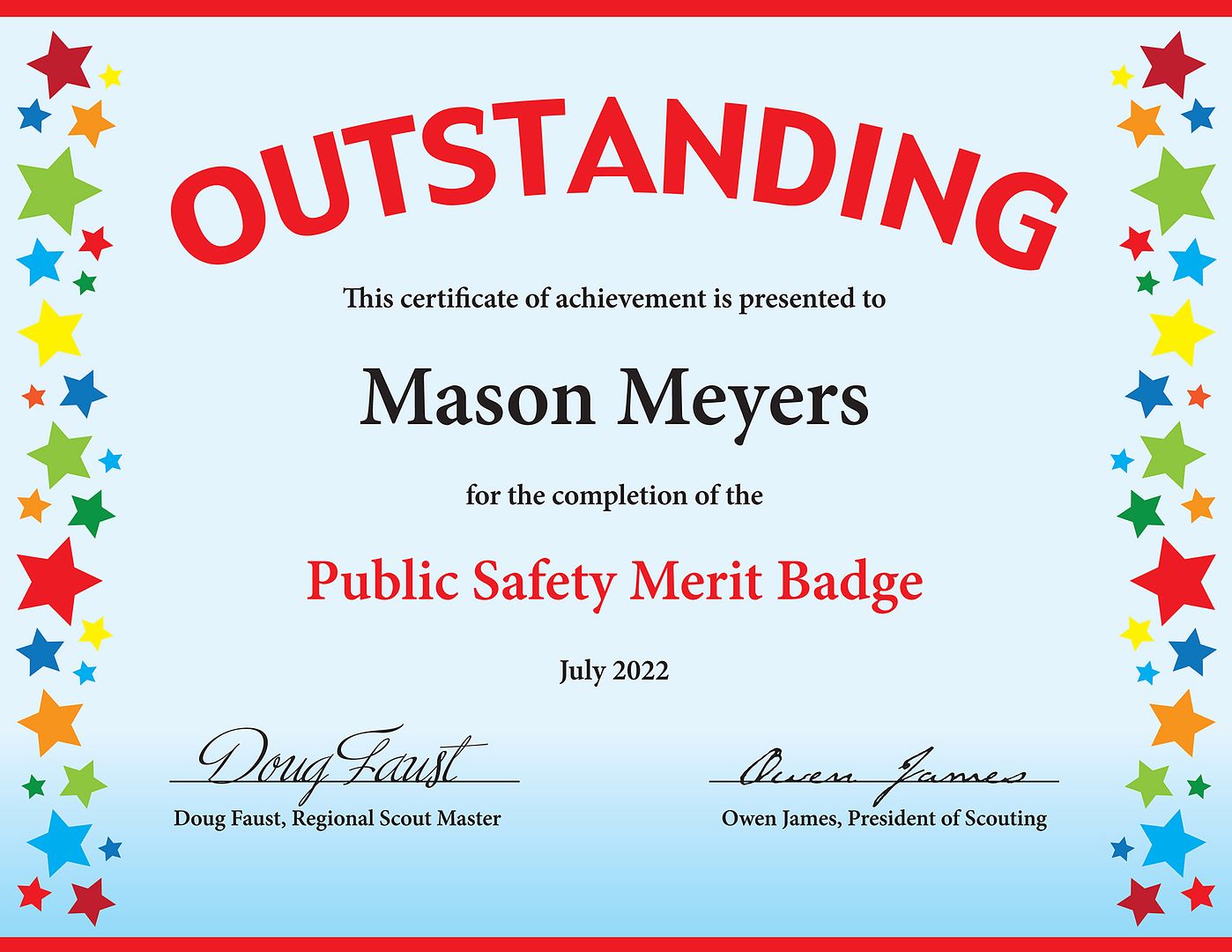 Great Papers! Certificate Assortment, Rainbow Stars Red, Blue or Green Border, 8.5" x 11", Printer Compatible, 60 count