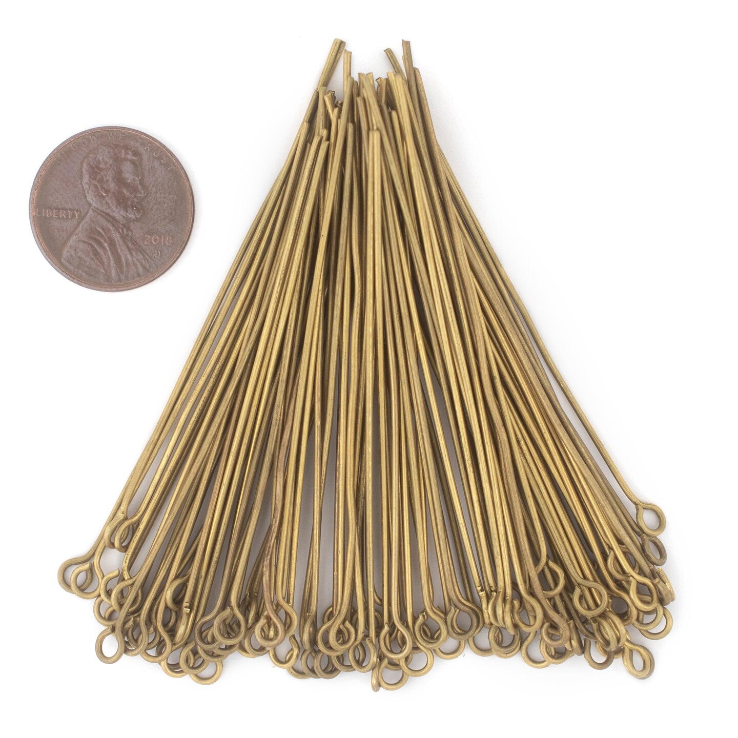 TheBeadChest Brass 21 Gauge 2.5 Inch Eye Pins (Approx 100 pieces)