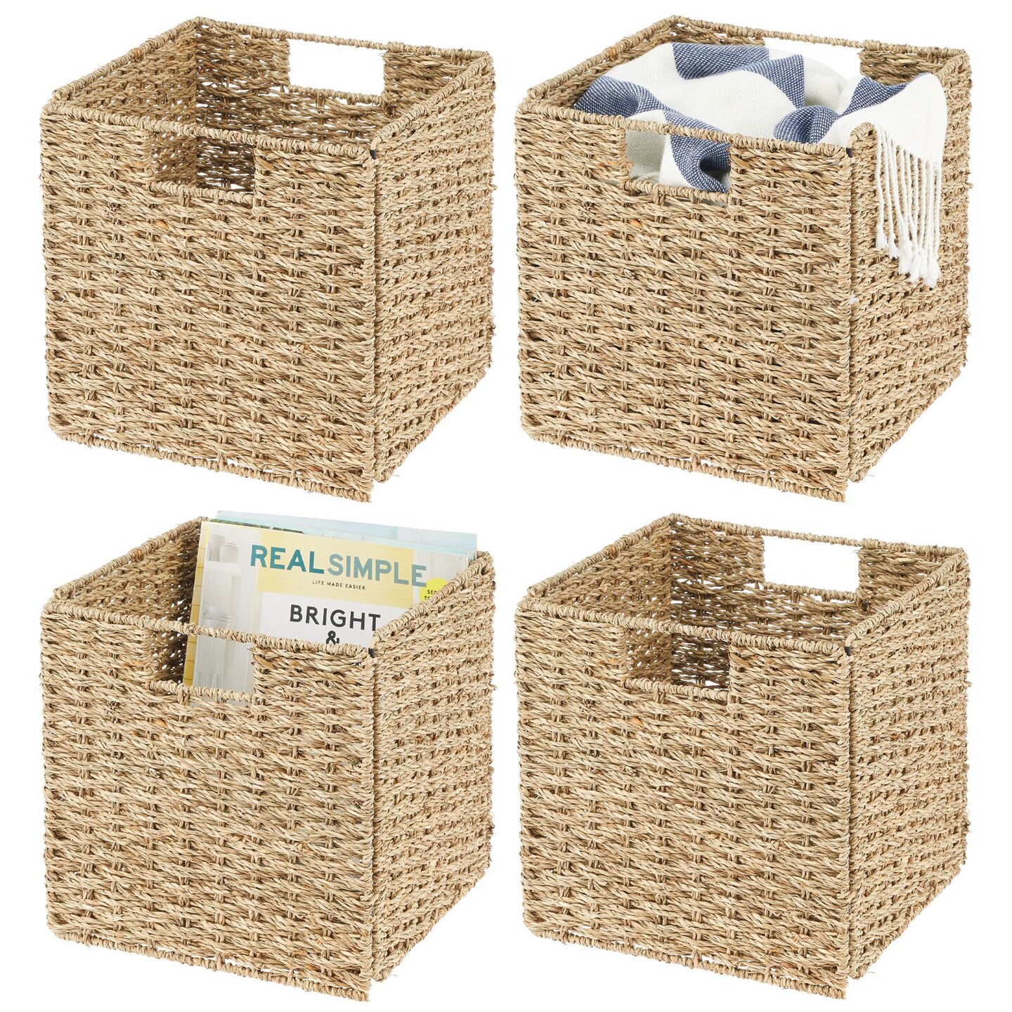 mDesign Woven Seagrass Home Storage Basket for Cube Furniture