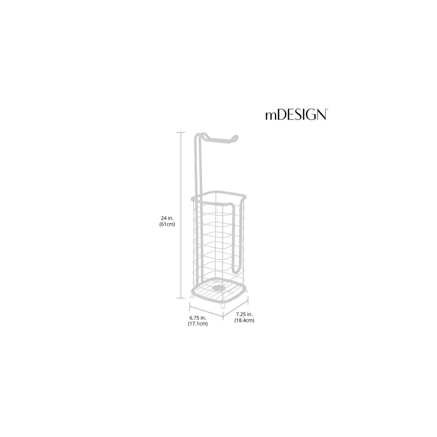 mDesign Steel Freestanding Toilet Paper Holder Stand and Dispenser