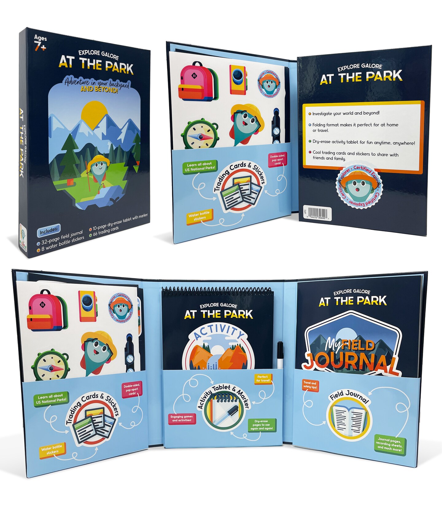 Carson Dellosa Explore Galore: At The Park Wipe Clean Activity Book for Kids Ages 7+, National Parks Dry Erase Activity Book Puzzles, Bingo Games, Stickers, National Park Flash Cards and Field Journal