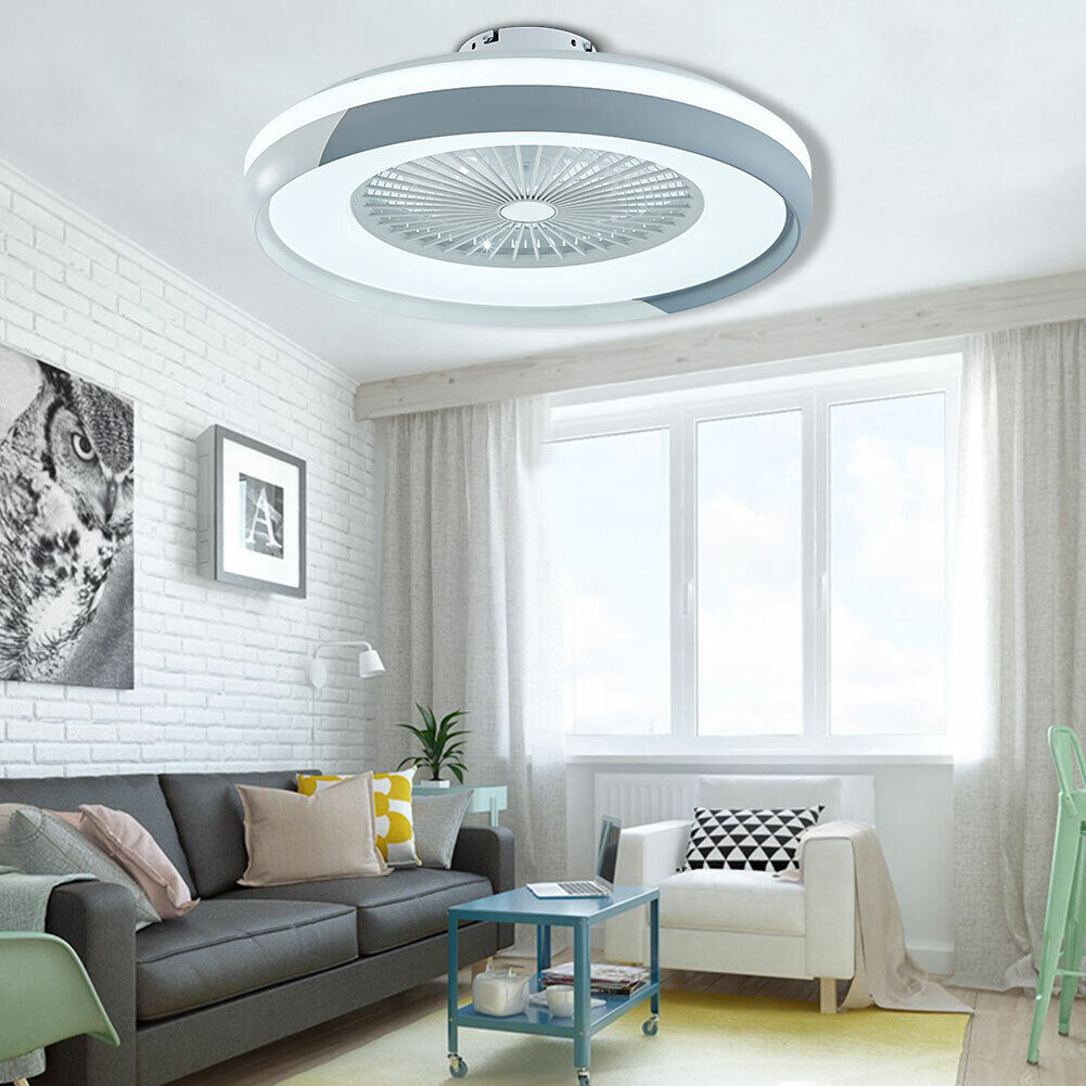 Kitcheniva Modern Dimmable Flush Mount Ceiling Fan Chandelier With Remote
