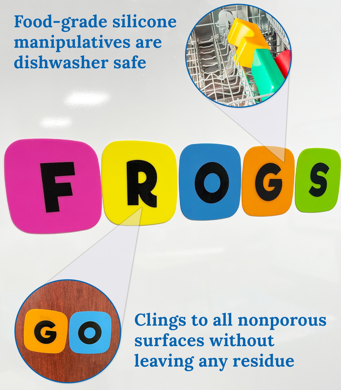 Carson Dellosa 26-Piece Dry Erase Alphabet Edu-Clings Set, 3.5" Silicone abc Letter Manipulatives, Kindergarten and Preschool Learning Activities and Phonics Games