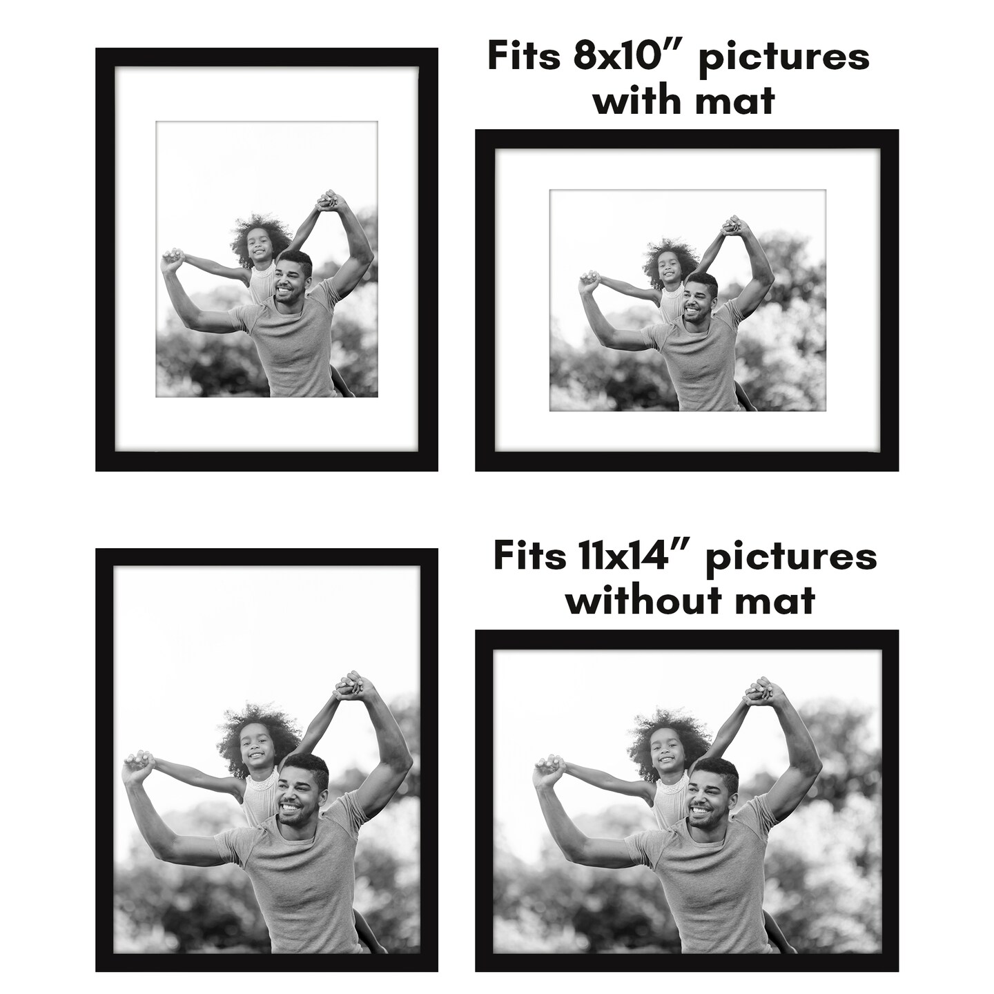 Americanflat Picture Frame Set with Mat - Set of 5 - Photo Frame Set of Five for Wall Display - Plexiglass Cover - Hanging Hardware