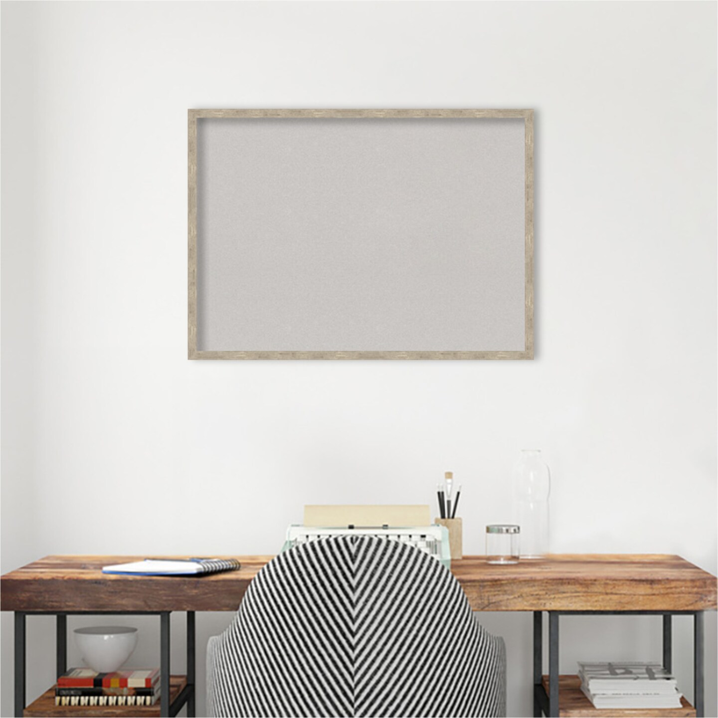 Imprint Wood Framed Corkboard, Grey Cork
