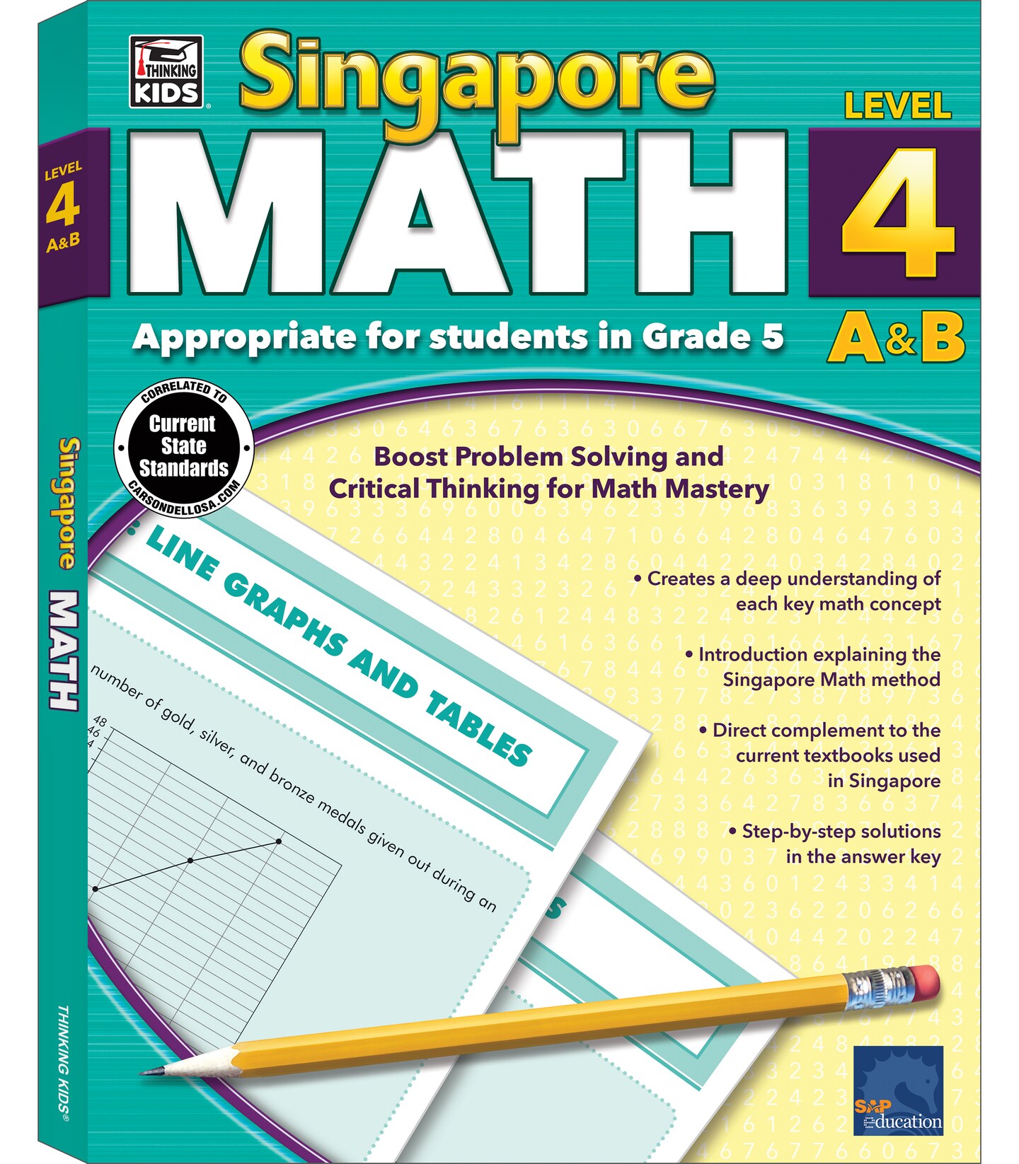 Singapore Math Level 4 A & B 5th Grade Math Workbooks, Singapore Math Grade 5, Fractions, Whole Numbers, Decimals, and Time, 5th Grade Math Classroom or Homeschool Curriculum