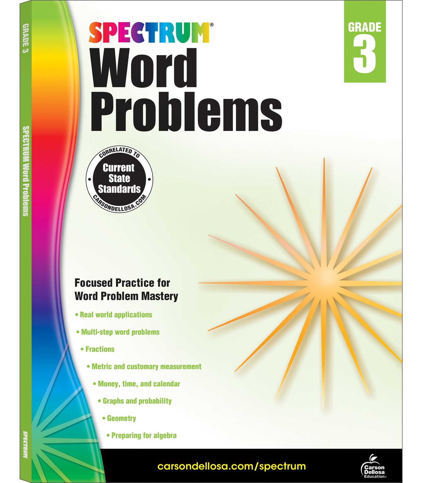 Spectrum Math Word Problems Grade 3 Workbook, Ages 8 to 9, 3rd Grade Math Word Problems, Fractions, Algebra Prep, Geometry, Multi-Step Word Problems, Money, and Time - 128 Pages