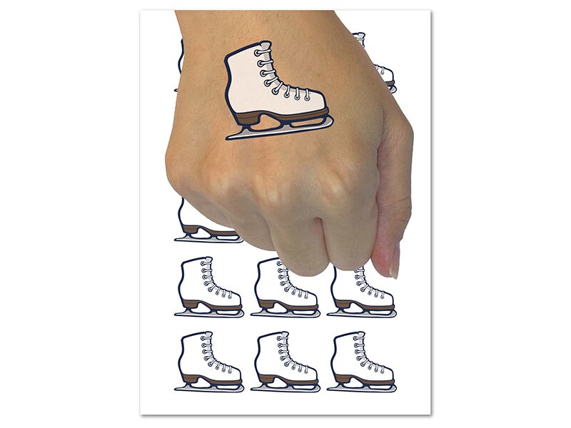 Ice Skating Figure Skates Temporary Tattoo Water Resistant Fake Body Art Set Collection (1 Sheet)