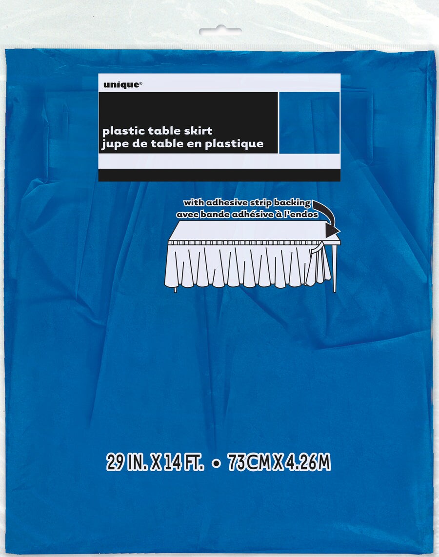 Royal Blue Solid Plastic Table Skirt, 29&#x22;x14ft, 1ct