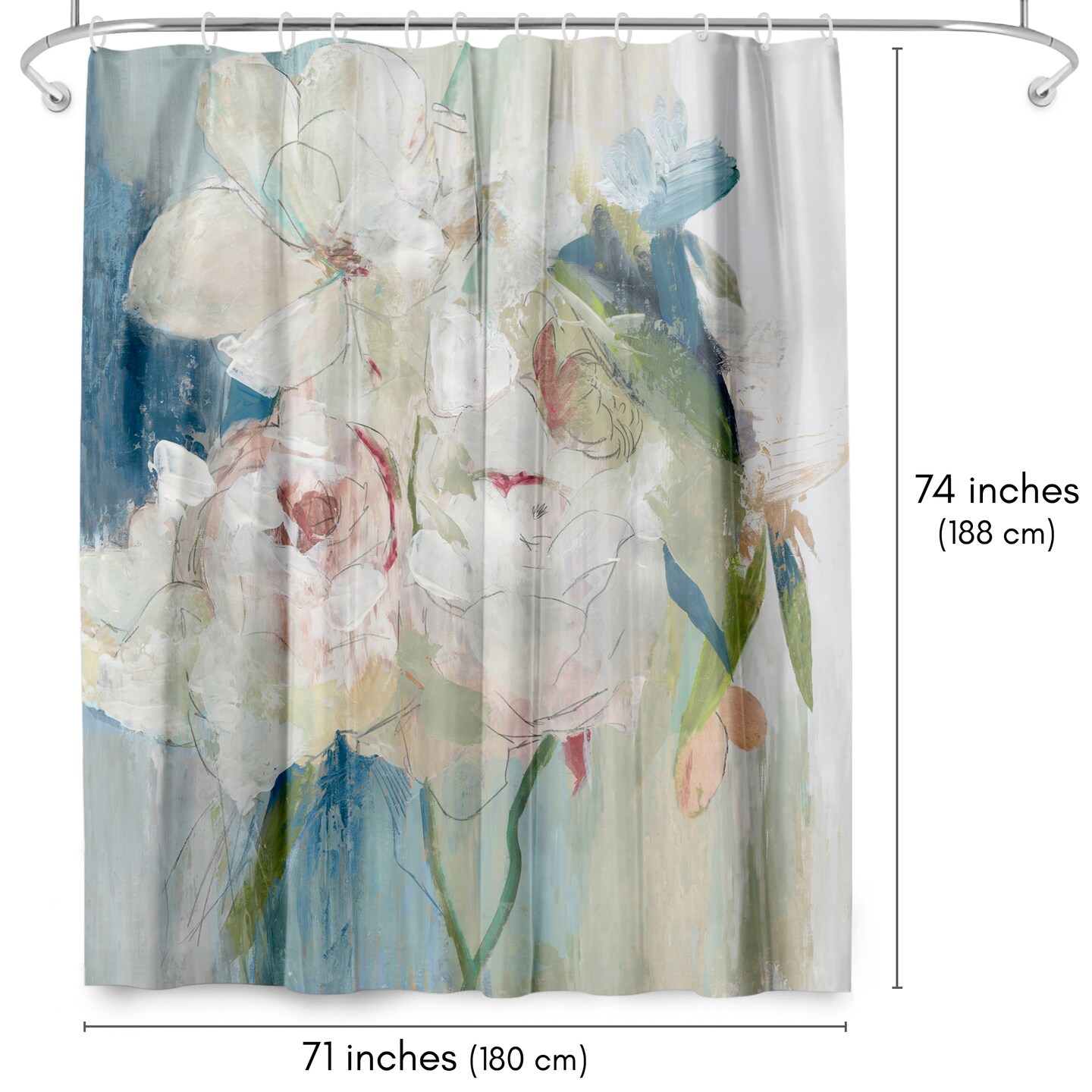 Americanflat 71&#x22; x 74&#x22; Shower Curtain, Blissful Peony I by PI Creative Art