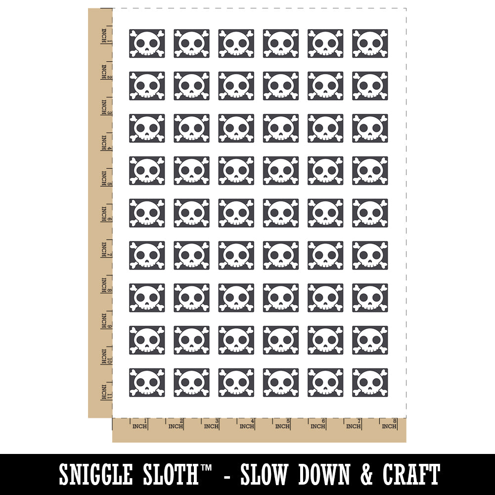 Cute Simple Skull and Crossbones Temporary Tattoo Water Resistant Fake Body Art Set Collection (1 Sheet)