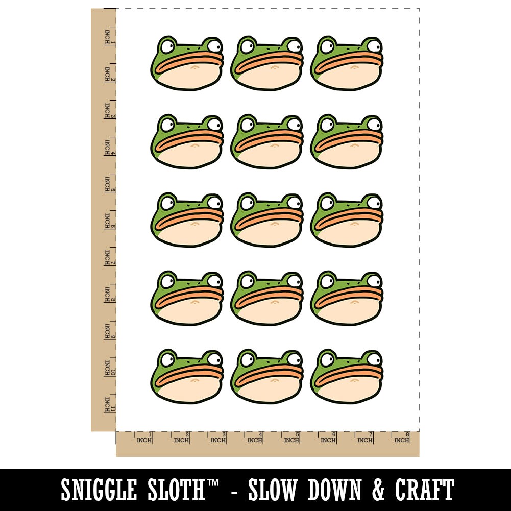 Wary and Suspicious Frog Toad Head Temporary Tattoo Water Resistant Fake Body Art Set Collection (1 Sheet)