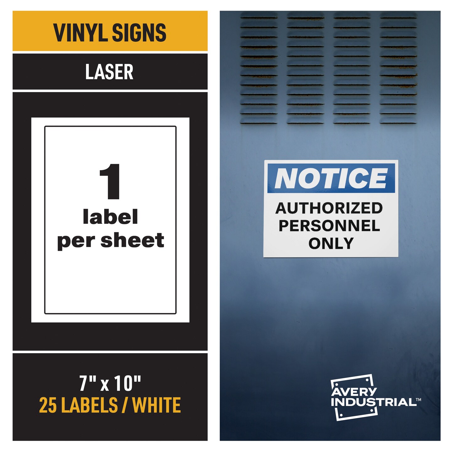 Avery Industrial Adhesive Vinyl Signs, 25ct, 7&#x22; x 10&#x22;, White, Durable for Outdoors, Laser Printable (61552)