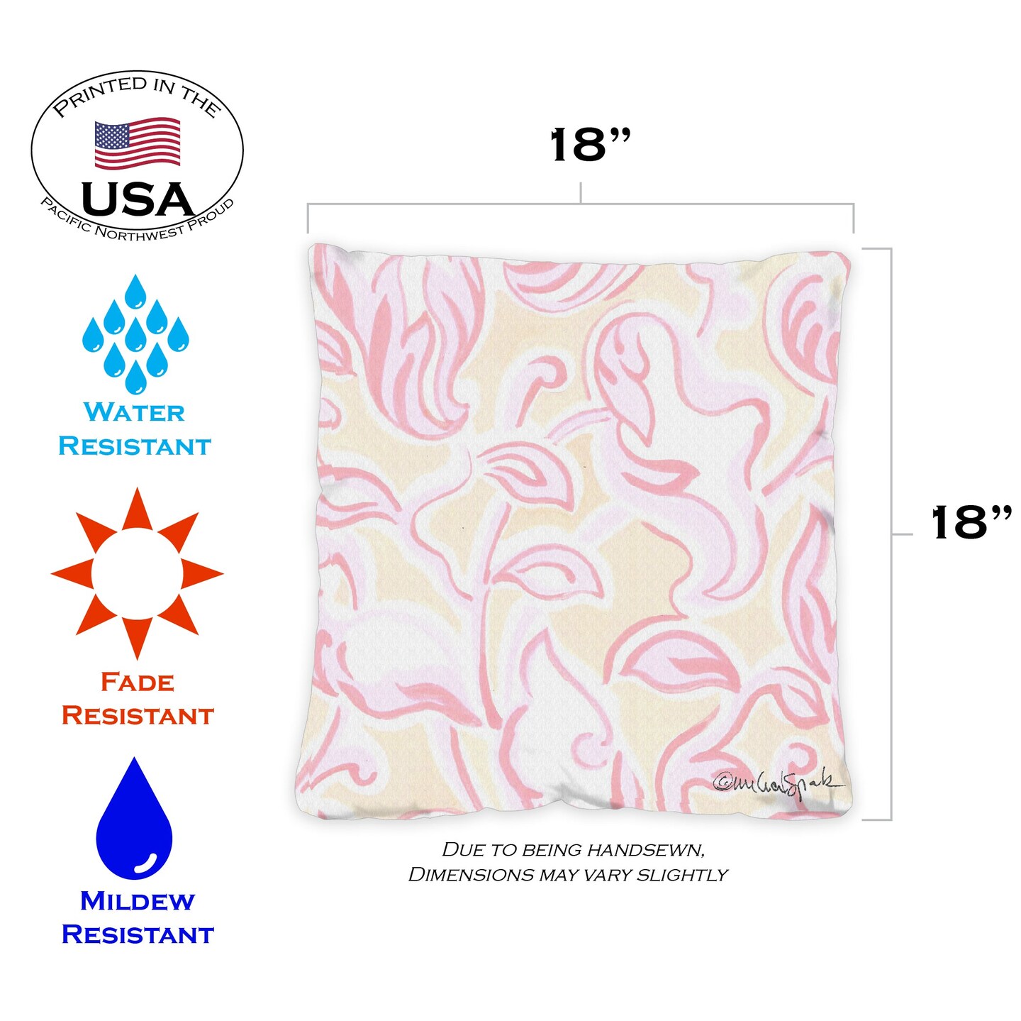Pink Leaves Decorative Spring Indoor/Outdoor Pillow Cover (set of 2)