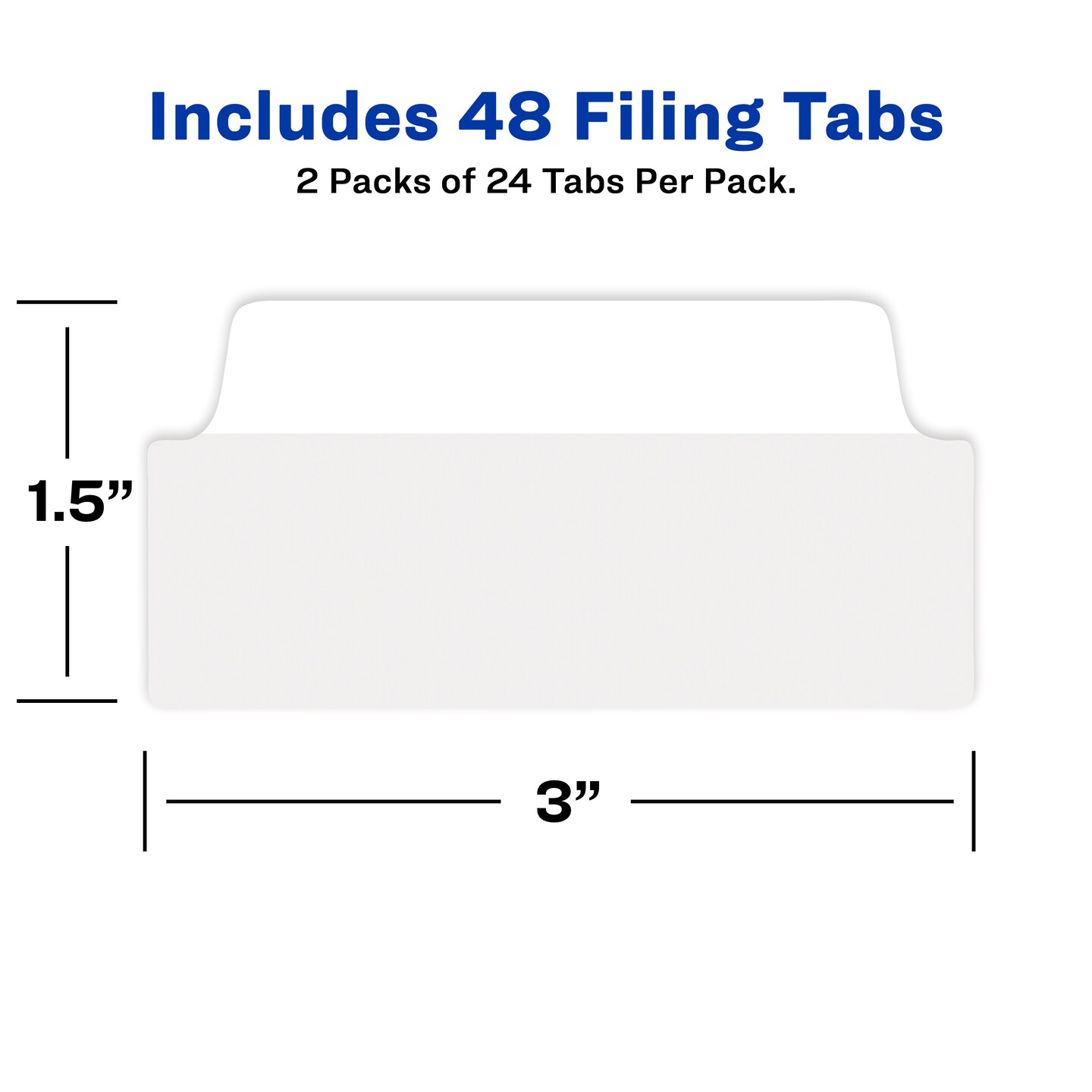 Avery Ultra Tabs, File Tabs, 3&#x22; x 1.5&#x22;, 2-Side Writable, White, 24 Tabs Per Pack, 2-Pack, 48 Self Adhesive Tabs Total (34777)