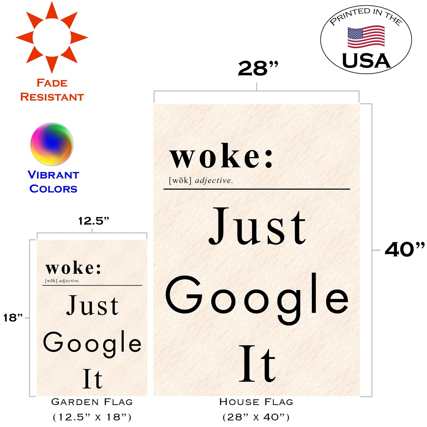Woke Definition Decorative Funny Double Sided Flag