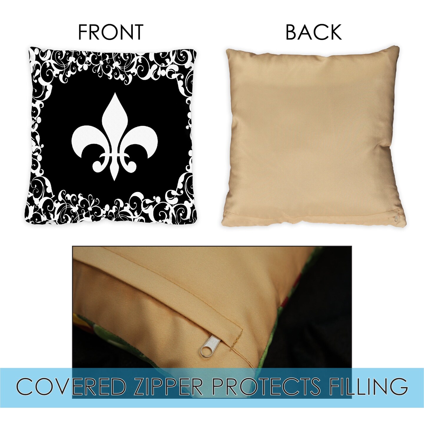 Fleur De-lis Decorative Spring Indoor/Outdoor Pillow Cover (set of 2)