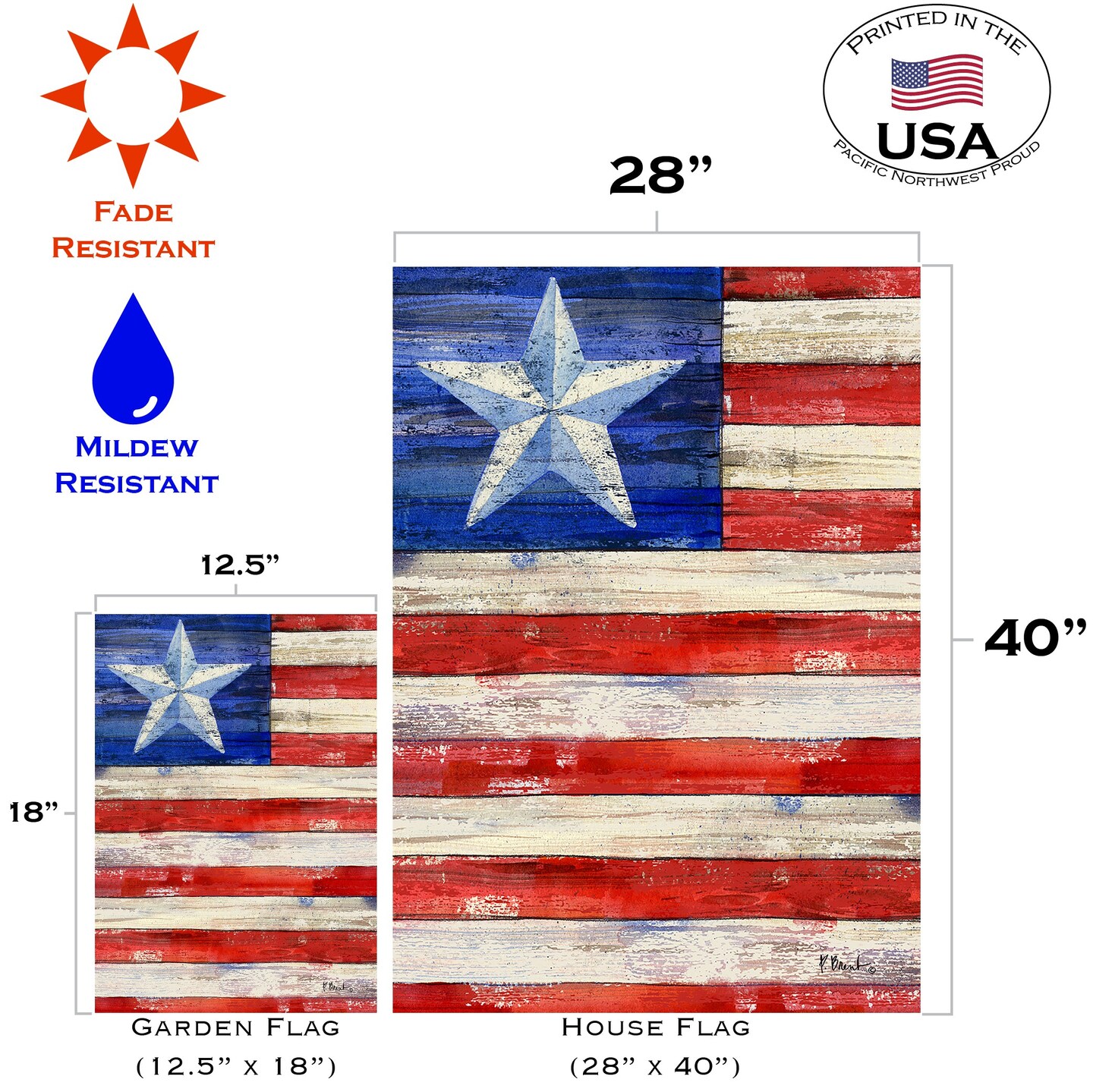 Red White and Blue Decorative Patriotic Flag