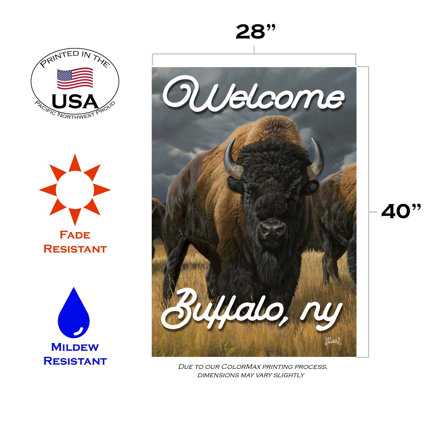 Where the Buffalo Roam-Welcome Buffalo NY Decorative Buffalo Flag