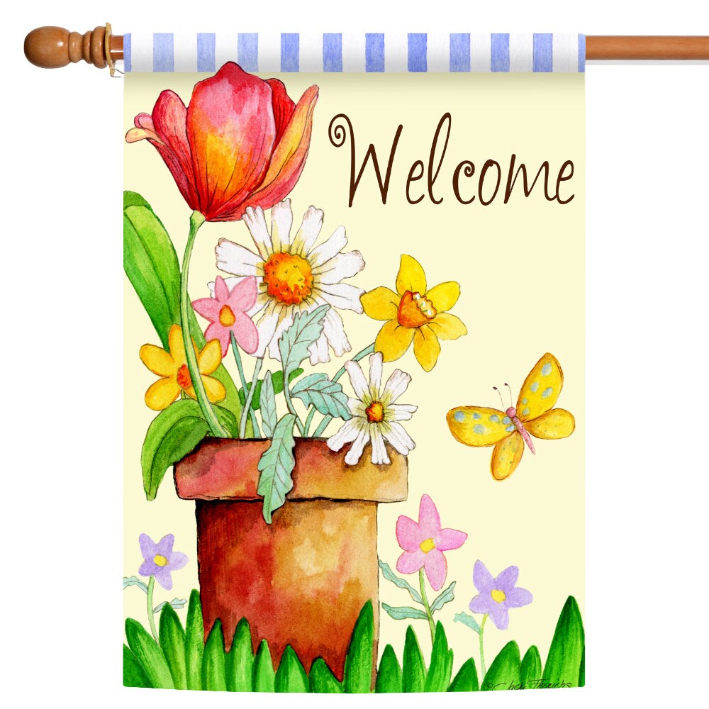 Potted Welcome Decorative Spring Flag, Size: 28 in x 40 in | Michaels